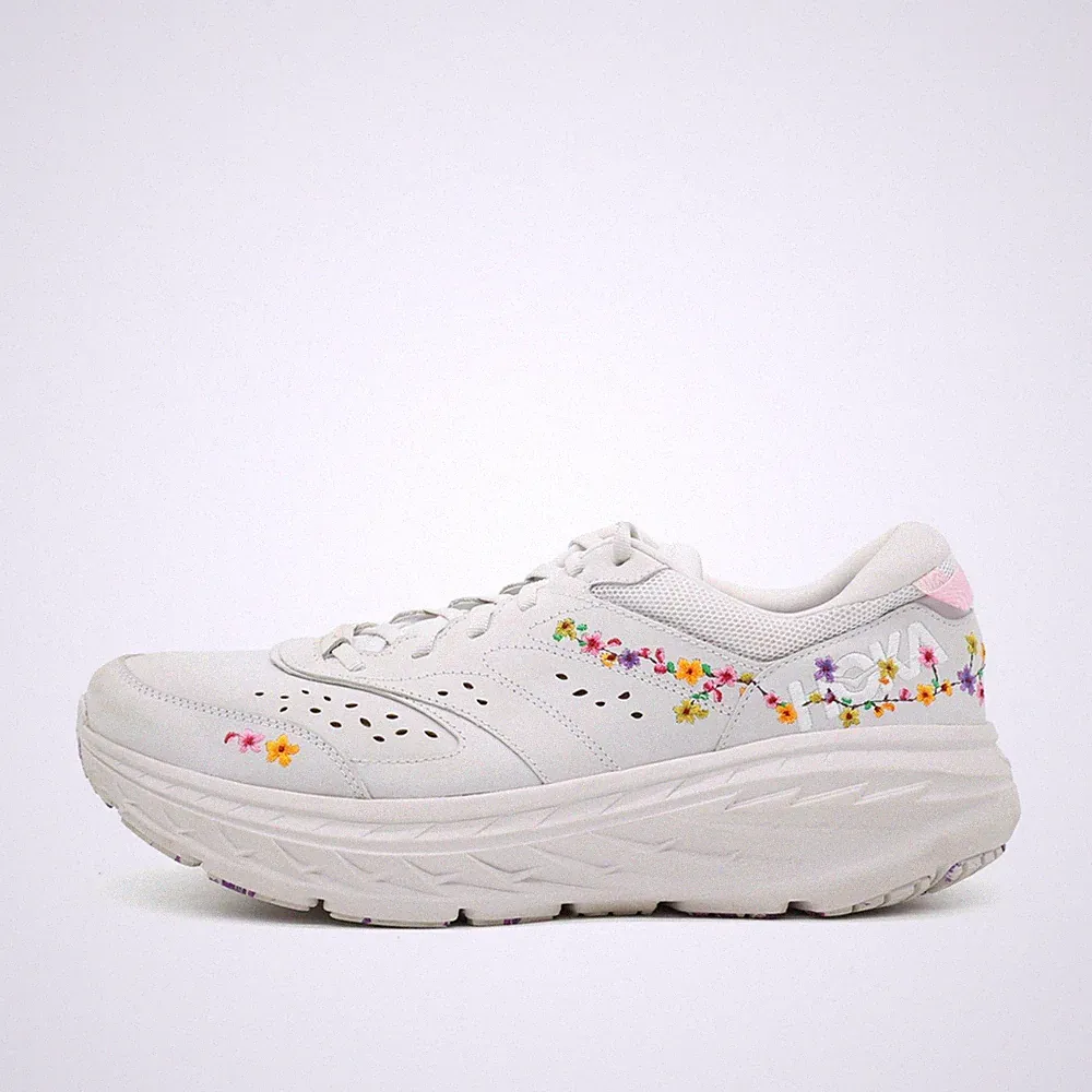 Hoka One Damen Bondi L BP Laufschuhe Weiß Leder Low-Top ämpfung Sneaker EU 46⅔