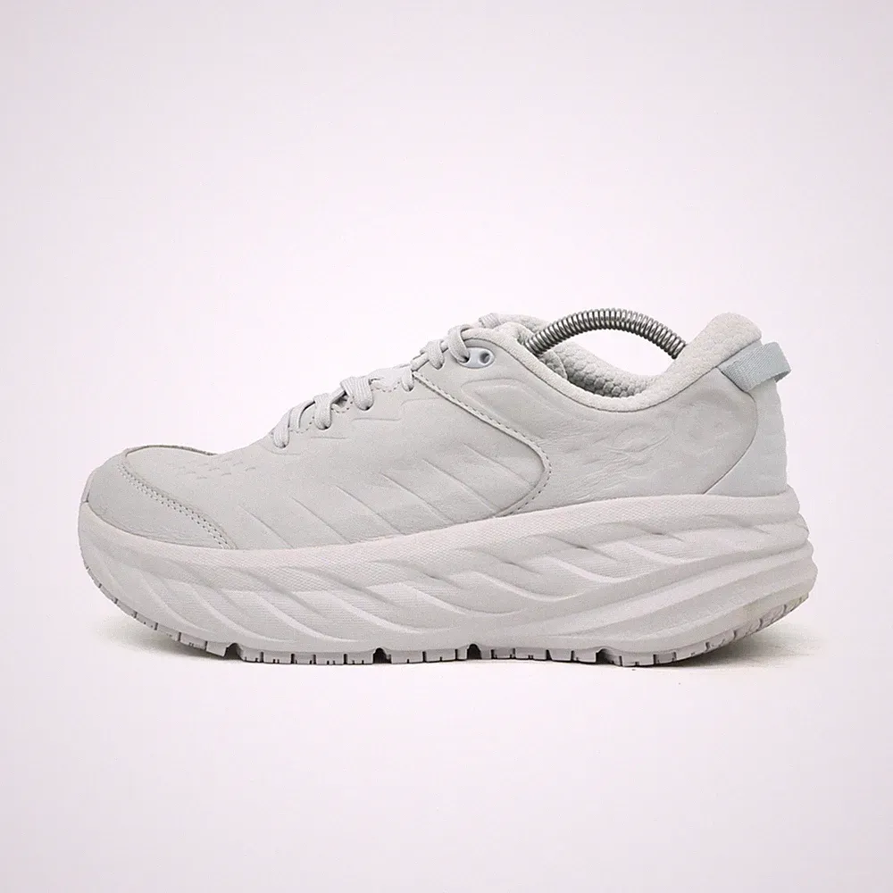 Hoka One Damen Bondi SR Laufschuh Weiß Leder Low-Top Dämpfung Sneaker EU 41⅓