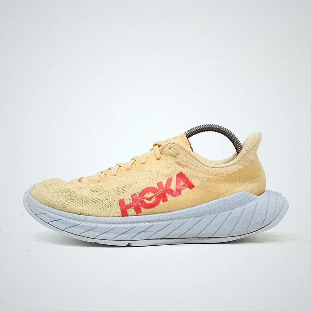 Hoka One Damen Carbon X 2 Schuhe Beige Weiß Mesh Leichtgewicht Laufschuh EU 40