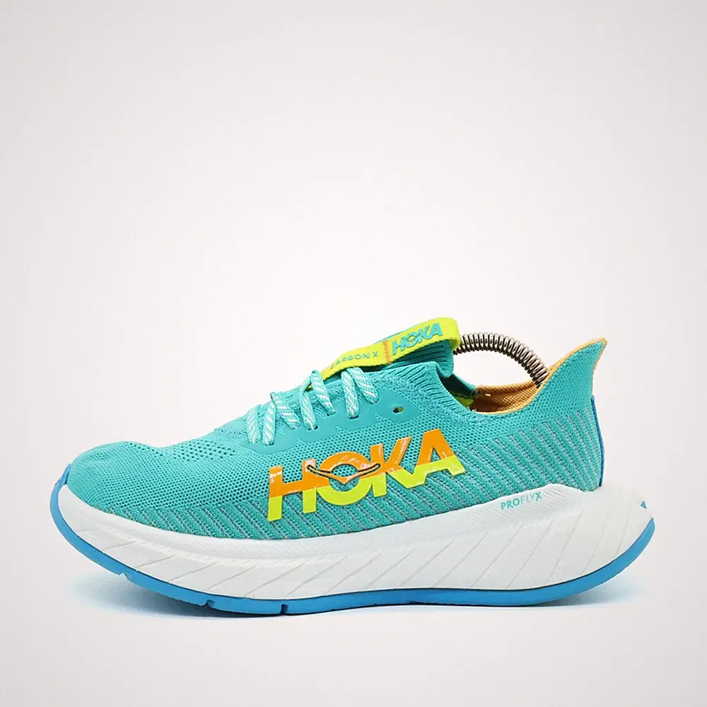Hoka One Damen Carbon X 3 Sneaker türkis/gelb Mesh Low-Top Laufschuh EU 39⅓