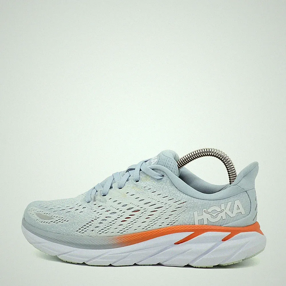 HOKA ONE Damen Clifton 8 Schuhe Hellblau/Orange/Weiß Dämpfung Laufschuh EU 36⅔