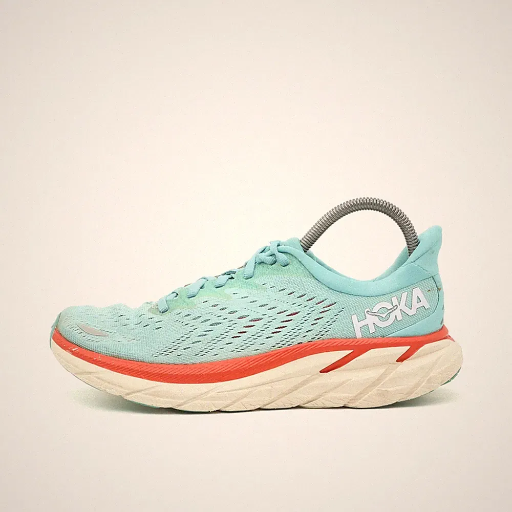 Hoka One Damen Clifton 8 Sneaker türkis Mesh Low-Top Laufschuhe EU 37 1/3