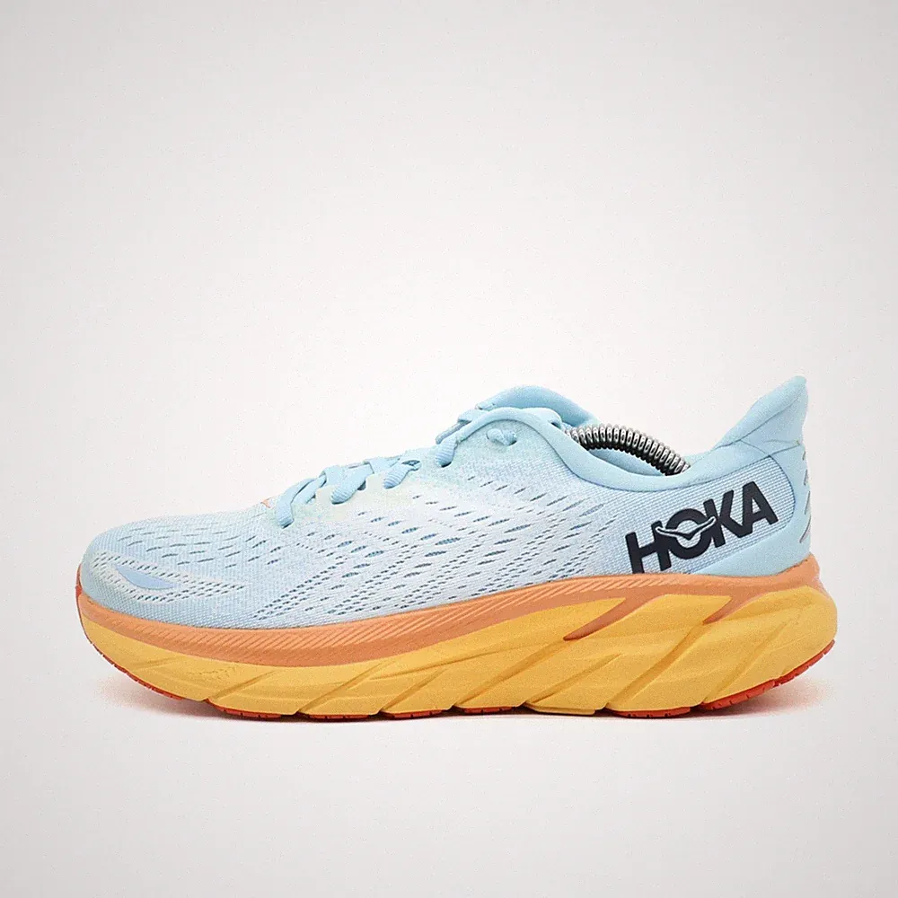 Hoka One Damen Clifton 8 Sportschuhe Türkis Orange Mesh leicht Laufschuhe EU 40