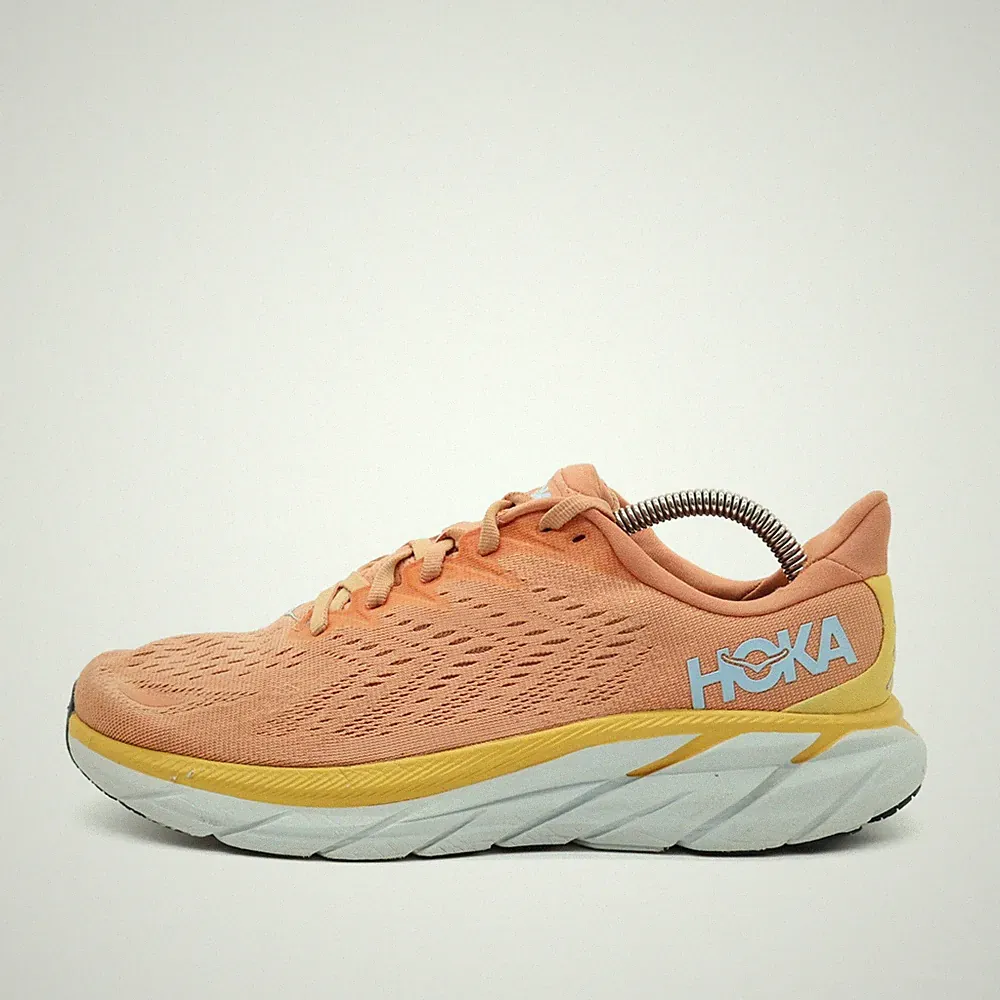 Hoka One Damen Clifton 8 Wide Laufschuhe Orange Leichtgewicht Laufschuh EU 40