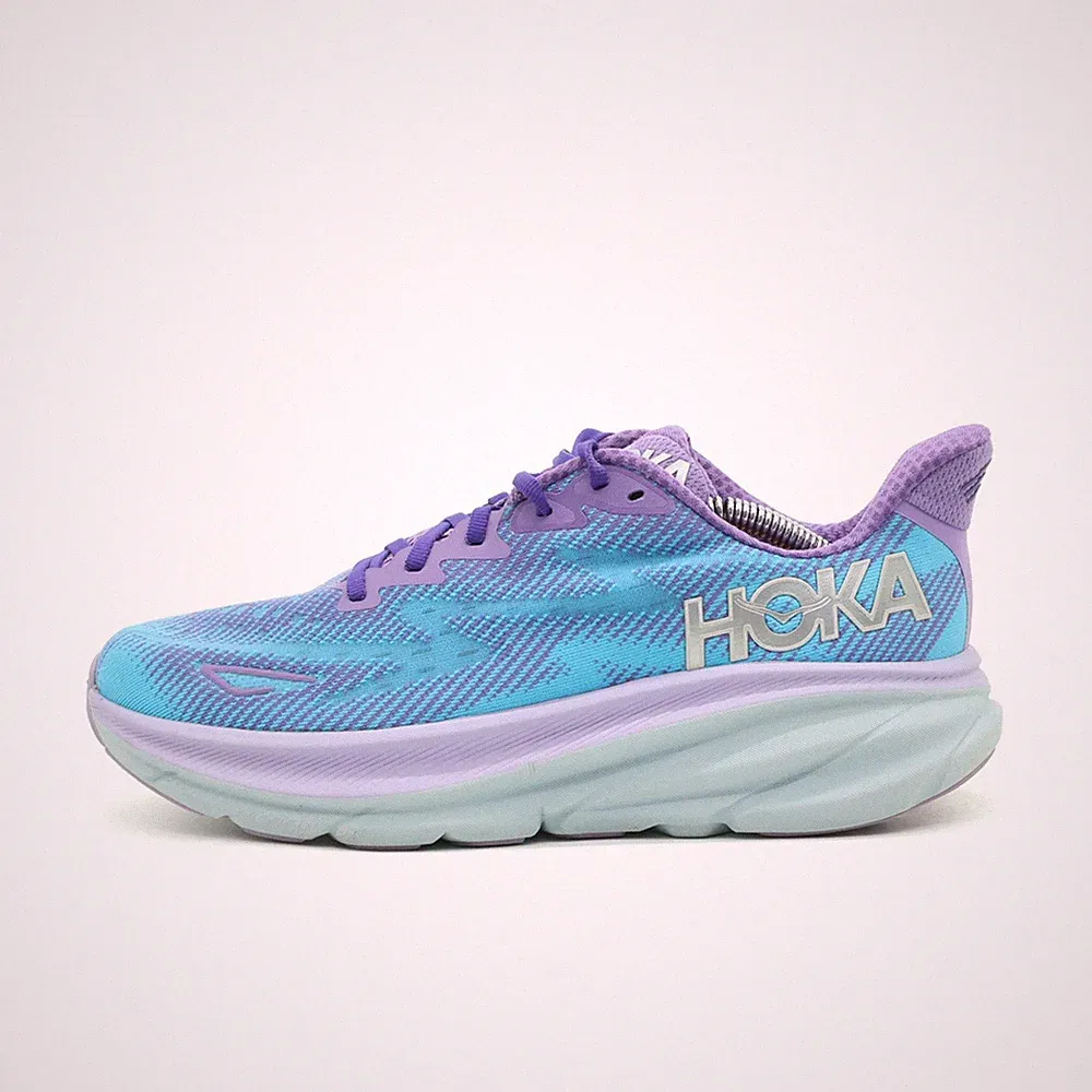 Hoka One Damen Clifton 9 Laufschuhe Lila Blau Mesh Niedrig Laufschuh EU 40 2/3