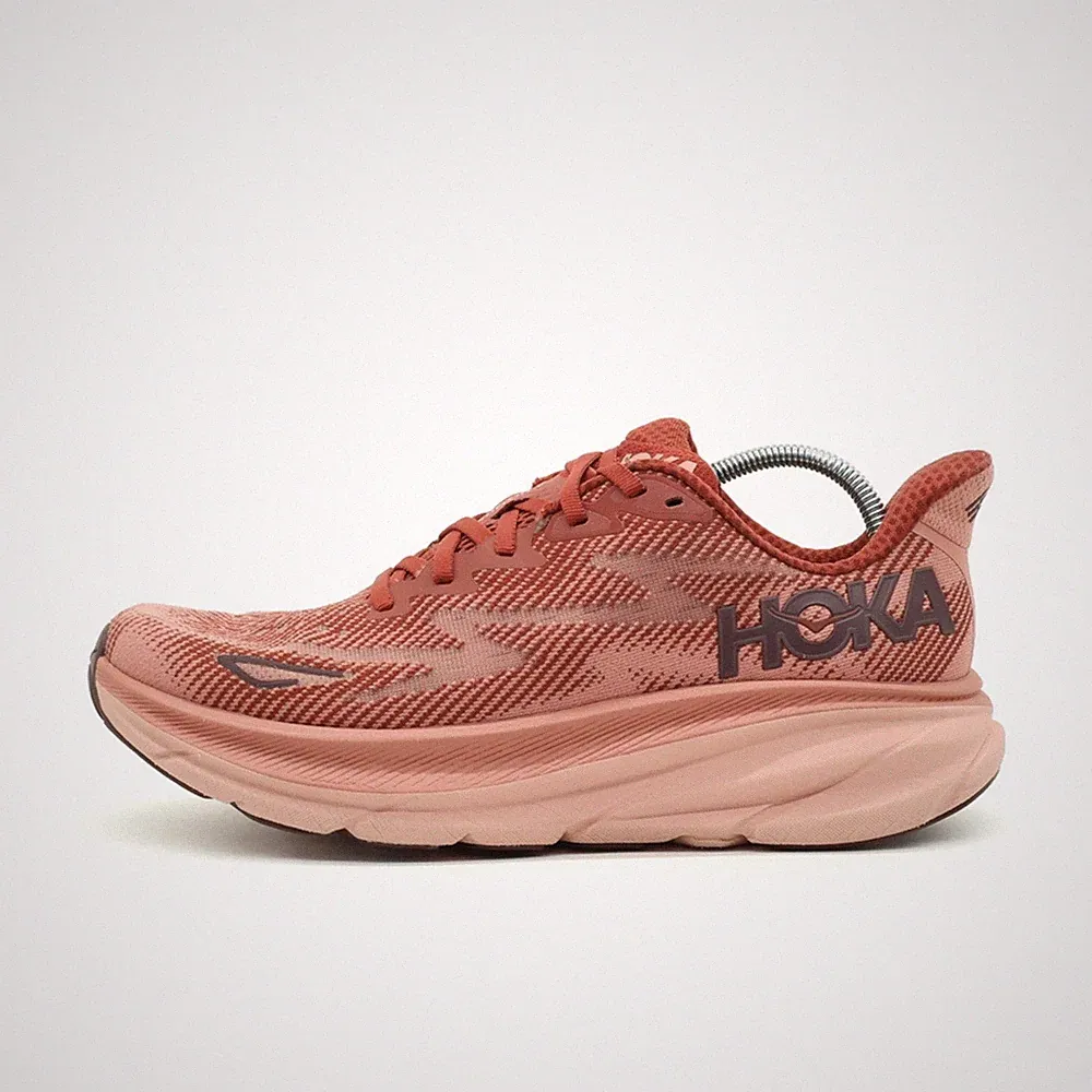Hoka One Damen Clifton 9 Schuhe Rosa Mesh Low-Top Leichtgewicht Laufschuh EU 40