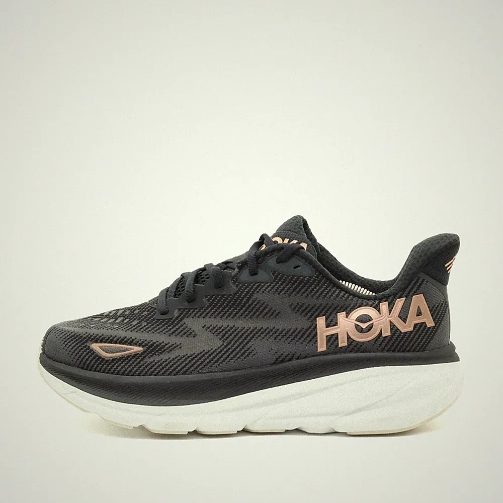 Hoka One Damen Clifton 9 Schuhe Schwarz/Rosa Mesh Niedrig Laufschuhe EU 43 1/3