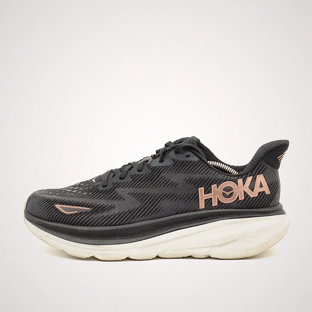 Hoka One Damen Clifton 9 Schuhe Schwarz/Rosa Mesh Passform Laufschuhe EU 42⅔