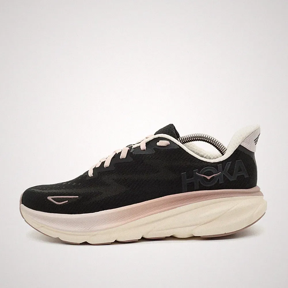 Hoka One Damen Clifton 9 Schuhe Schwarz Rosa Textil Mesh Laufschuhe EU 40 2/3