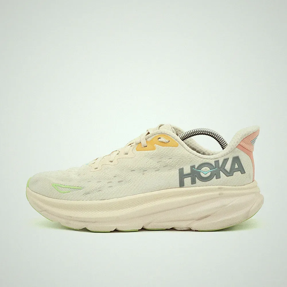 Hoka One Damen Clifton 9 Sneaker Beige Mesh Niedrig Vegan Laufschuh EU 42 2/3