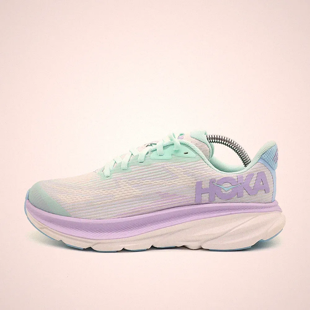 Hoka One Damen Clifton 9 Sneaker Mint/Lila/Weiß Niedrig Laufschuhe EU 38