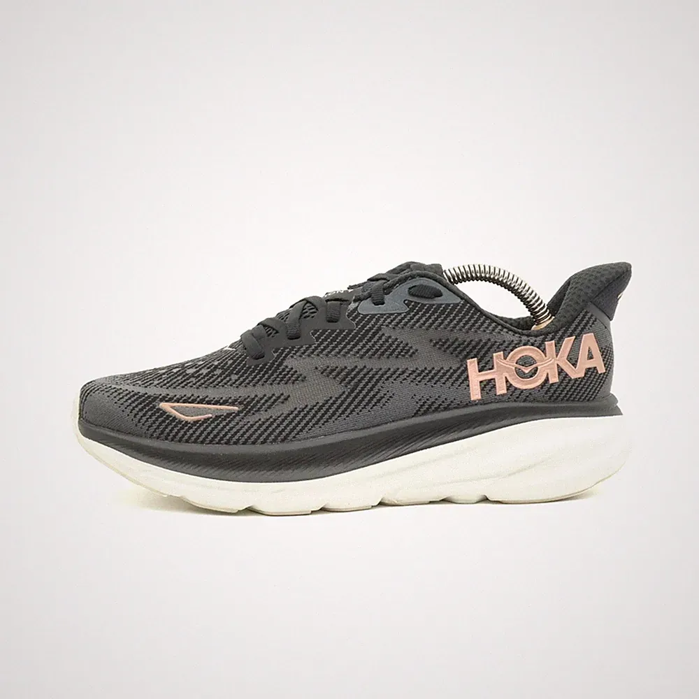 Hoka One Damen Clifton 9 Wide Schnürschuh Schwarz/Rosa Mesh Laufschuh EU 38 2/3