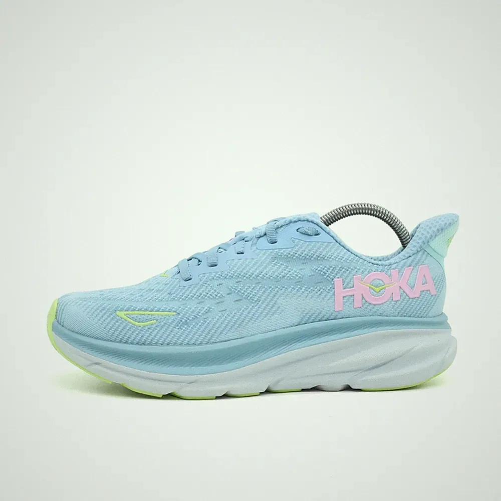 Hoka One Damen Clifton 9 Wide Schuhe Hellblau Mesh Komfortsohle Laufschuh EU 38