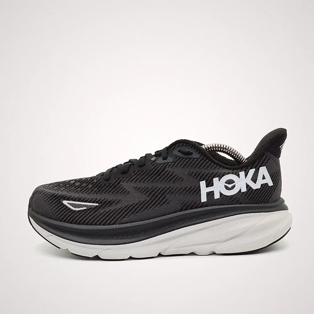 Hoka One Damen Clifton 9 Wide Schuhe Schwarz Weiß Mesh Niedrig Laufschuh EU 38