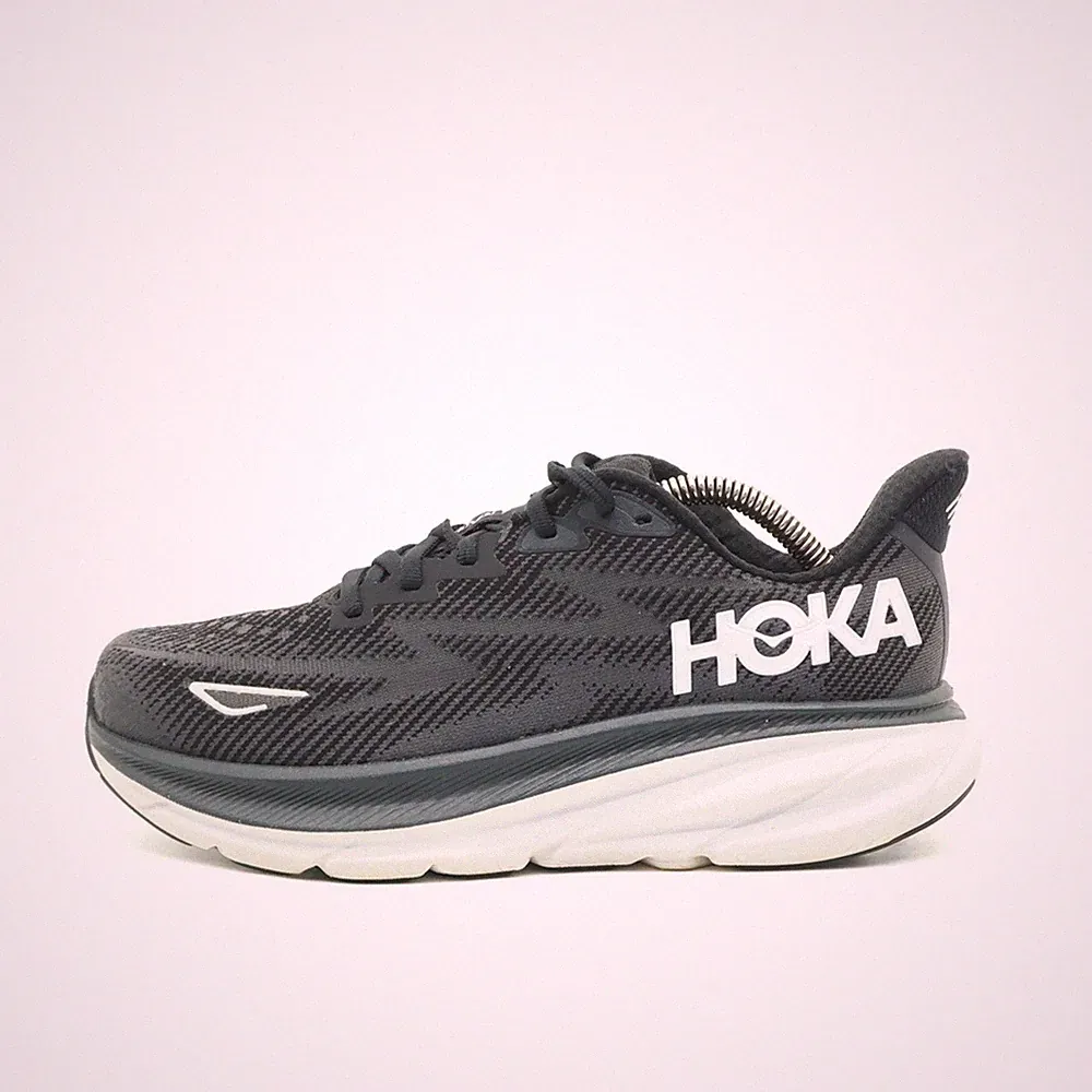 Hoka One Damen Clifton 9 Wide Sportschuhe Schwarz Textil Laufschuhe EU 37 1/3