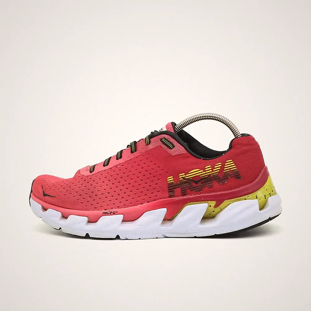 Hoka One Damen Elevon Sneaker EU 39 1/3 Rot Gelb 1019268 HPCJ Atmungsaktiv