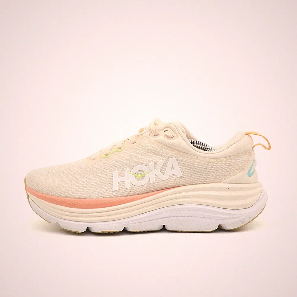 Hoka One Damen Gaviota 3 Sneaker Creme/Orange/Weiß Mesh ämpfung Laufschuh EU 40⅔