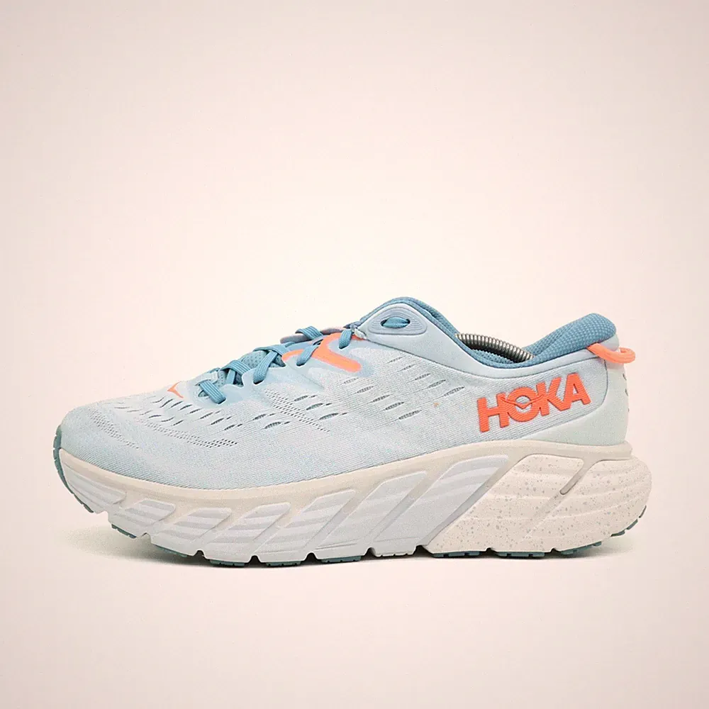 Hoka One Damen Gaviota 4 Sneaker Blau/Orange Mesh Low-Top Laufschuh EU 43 1/3