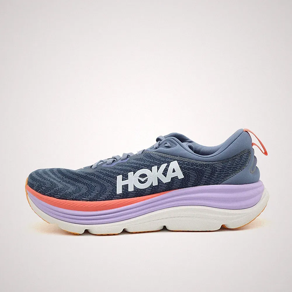 Hoka One Damen Gaviota 5 Sneaker Lila/Orange Mesh atmungsaktiv Laufschuh EU 45⅓