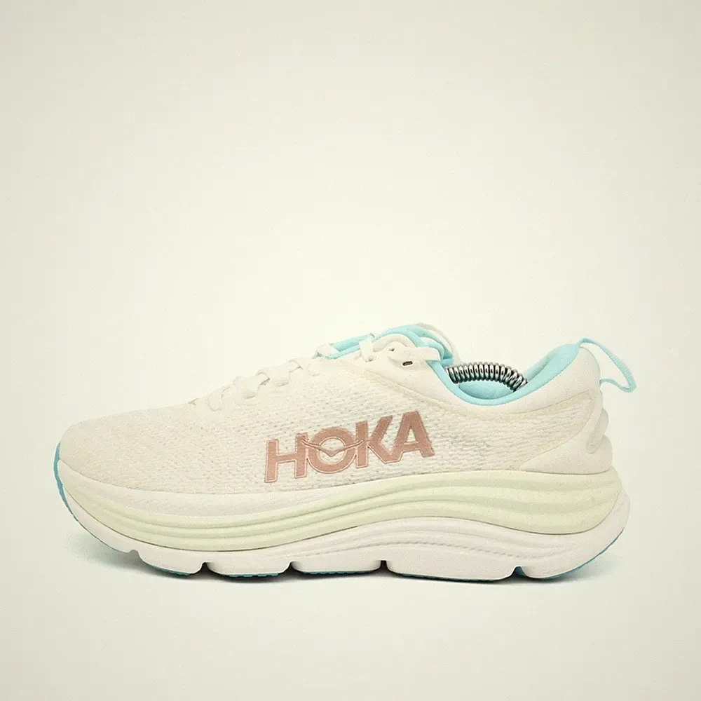 Hoka One Damen Gaviota 5 Sneaker Weiß Blau Mesh Atmungsaktiv Laufschuh EU 39,5