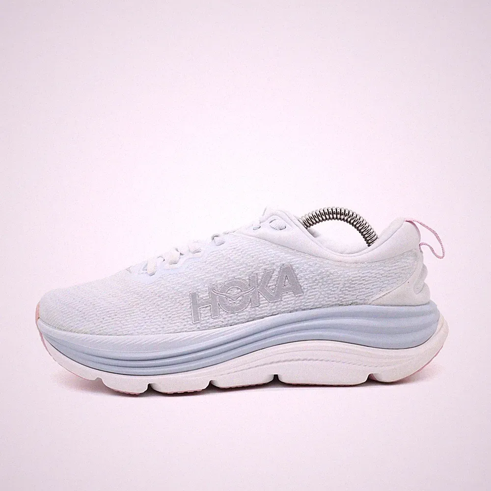 Hoka One Damen Gaviota 5 Sneaker Weiß/Hellblau/Rosa Niedrig Laufschuhe EU 37⅓