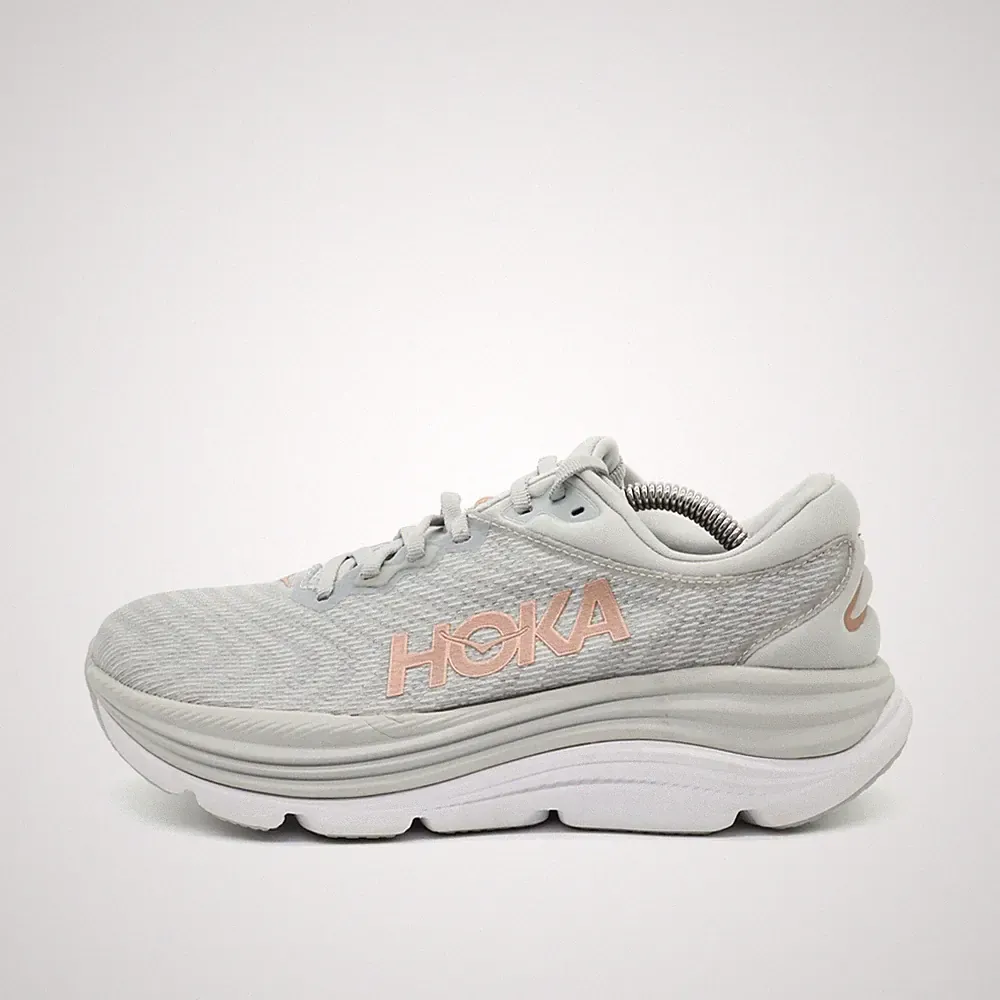 Hoka One Damen Gaviota 5 Sportschuh hellgrau/rosé Mesh Low-Top Laufschuh EU 39⅓