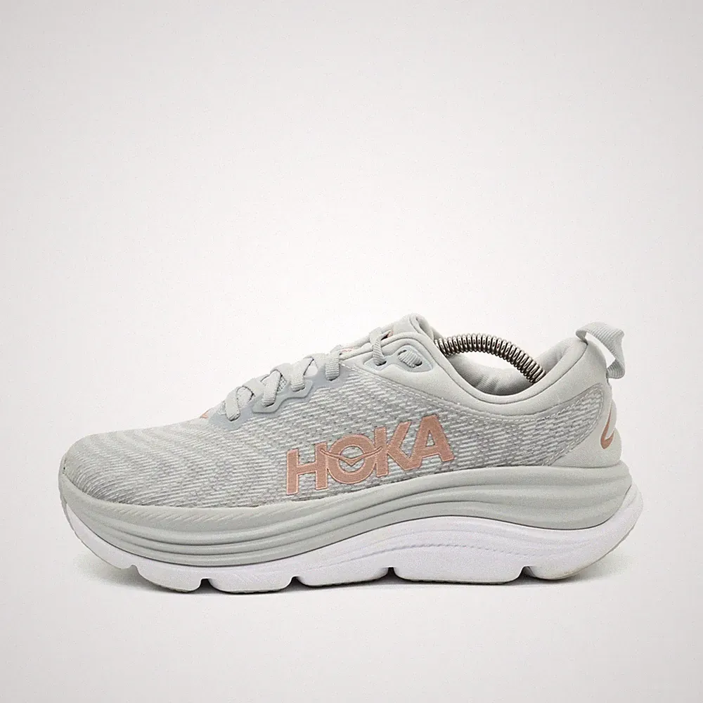 Hoka One Damen Gaviota 5 Wide Schuhe Grau Rosa Mesh Passform Laufschuhe EU 40
