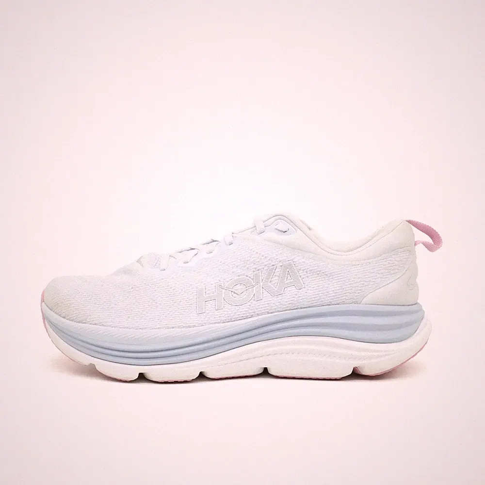 Hoka One Damen Gaviota 5 Wide Schuhe Weiß Blau Rosa Atmungsaktiv Laufschuh EU 44