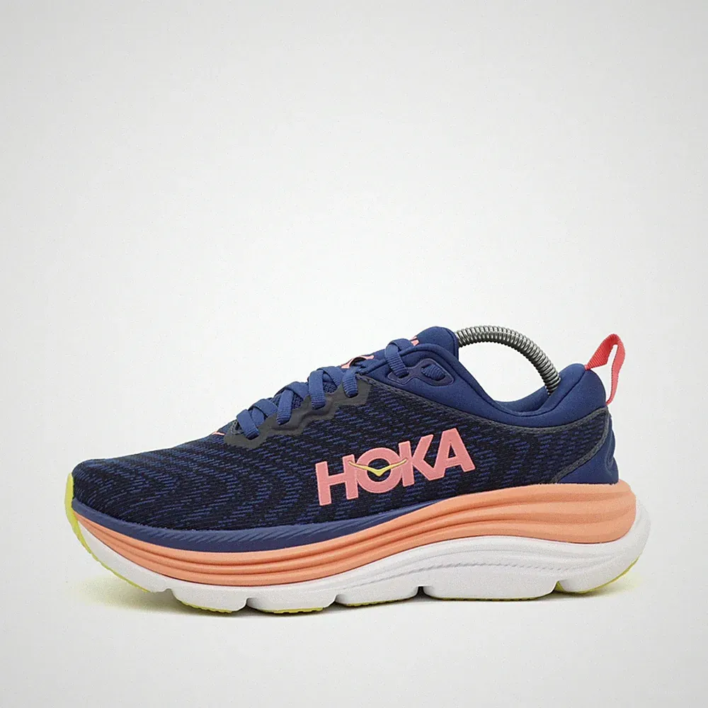 Hoka One Damen Gaviota 5 Wide Sneaker Blau/Orange Stabilisiert Laufschuh EU 38