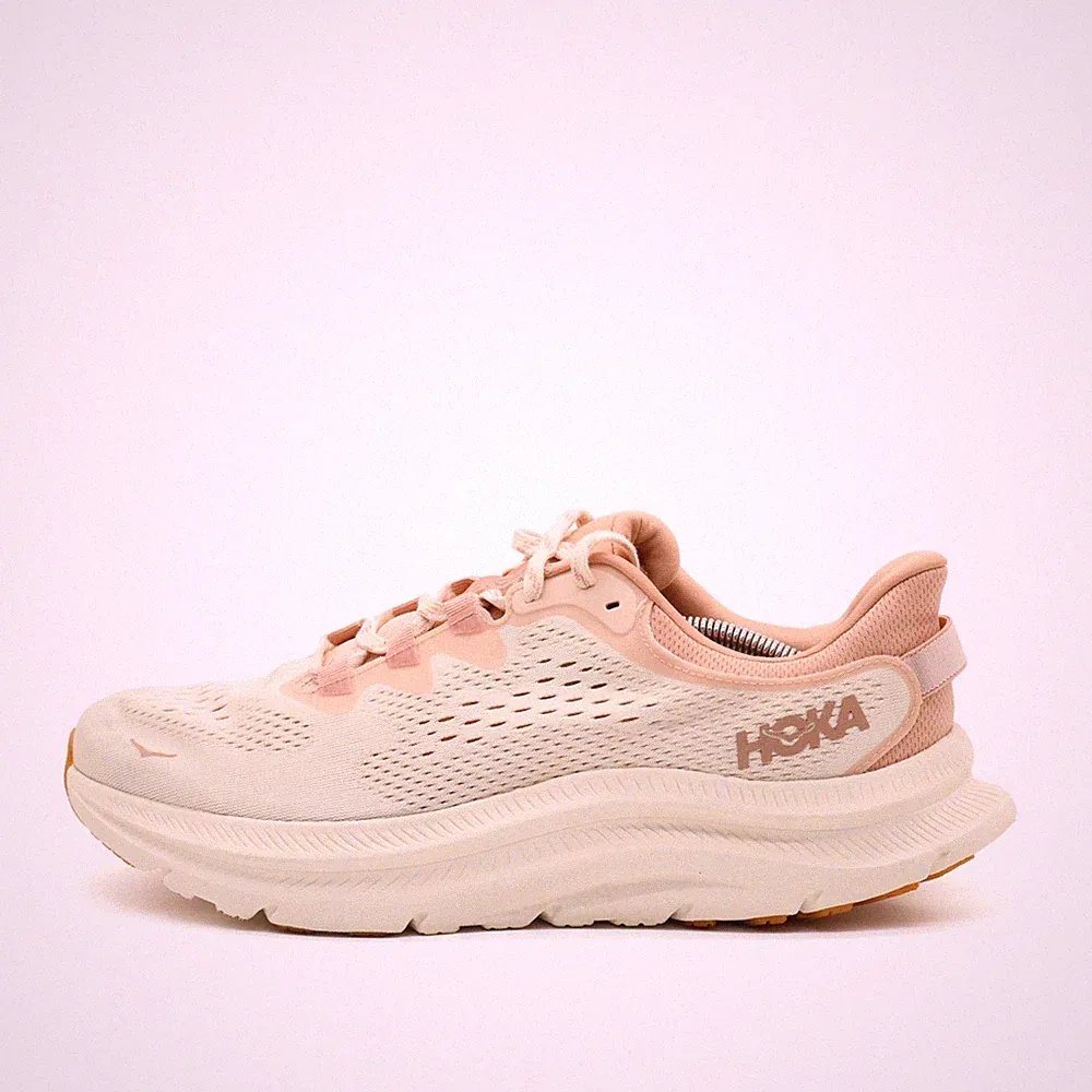 Hoka One Damen Kawana 2 Schuhe creme rosa Mesh Low-Top Laufschuh EU 43 1/3