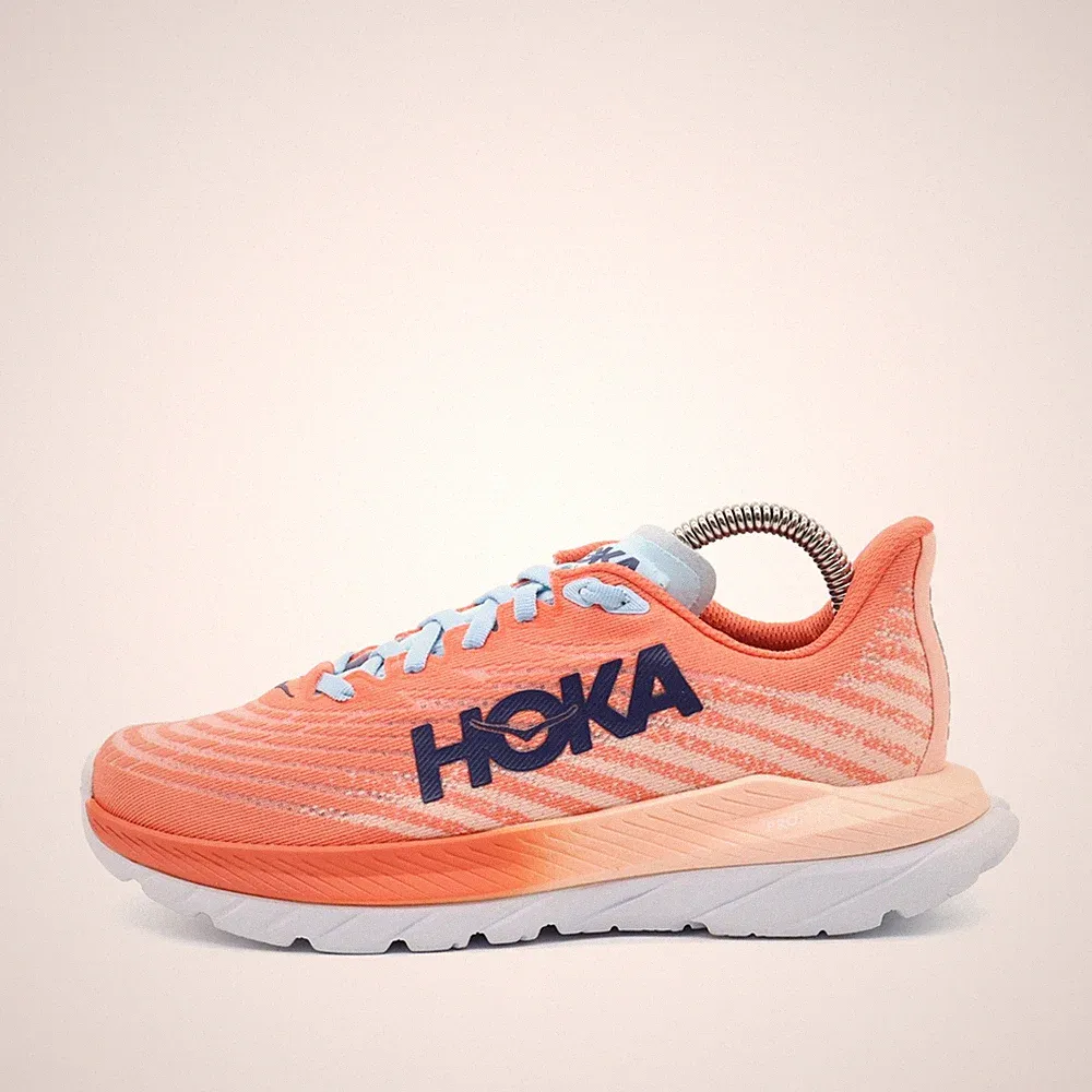 Hoka One Damen Mach 5 Schuhe Orange Hellblau Weiß Leichtgewicht Laufschuh EU 36