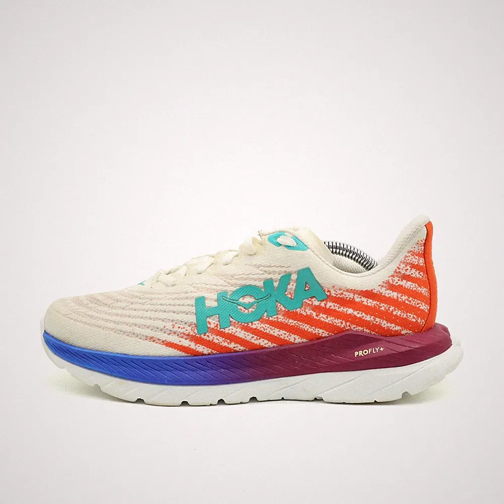 Hoka One Damen Mach 5 Sportschuh Creme/Orange/Blau Leicht Laufschuhe EU 39⅓