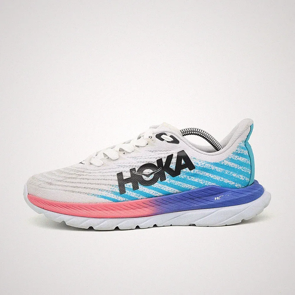 Hoka One Damen Mach 6 Laufschuhe Weiß/Blau/Pink Straßenlaufschuhe EU 41 1/3