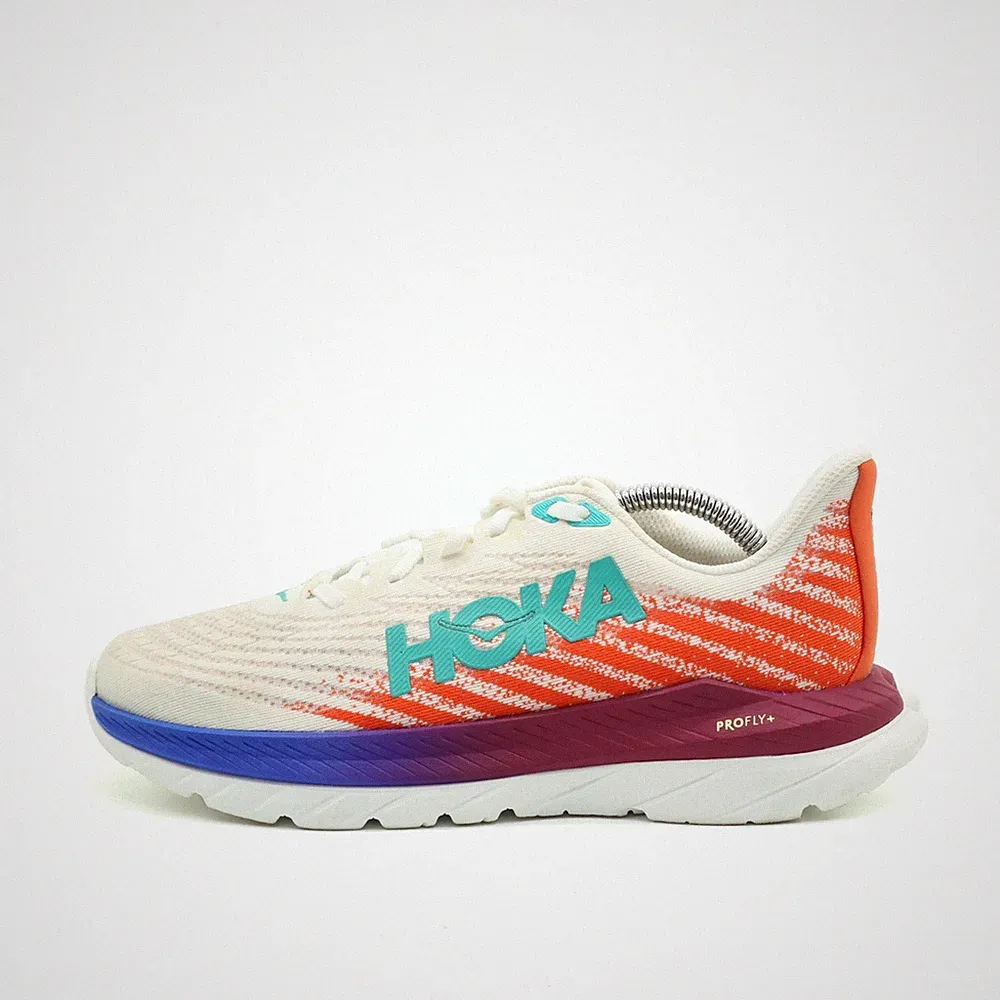 Hoka One Damen Mach 6 Schuhe Weiß Orange Lila Mesh Dämpfung Laufschuhe EU 38⅔