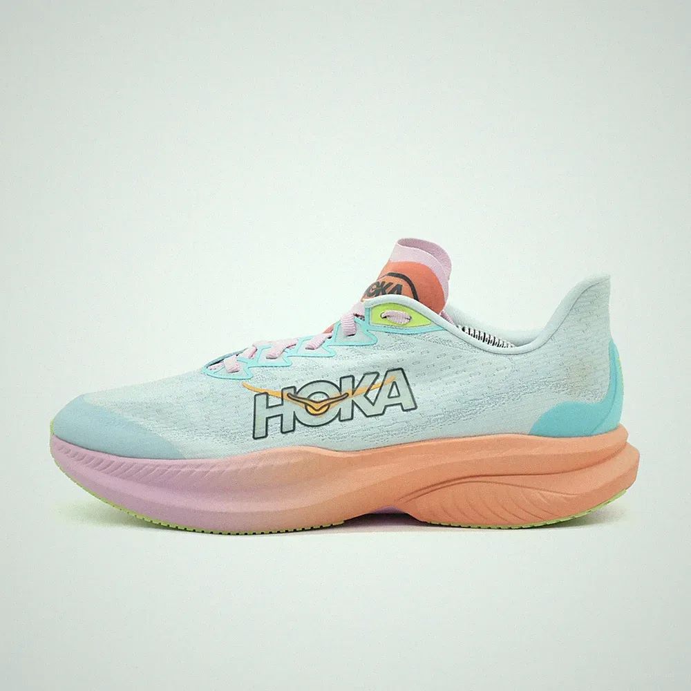 Hoka One Damen Mach 6 Sneaker Blau, Rosa, Apricot, Grü Mesh Laufschuh EU 40 2/3