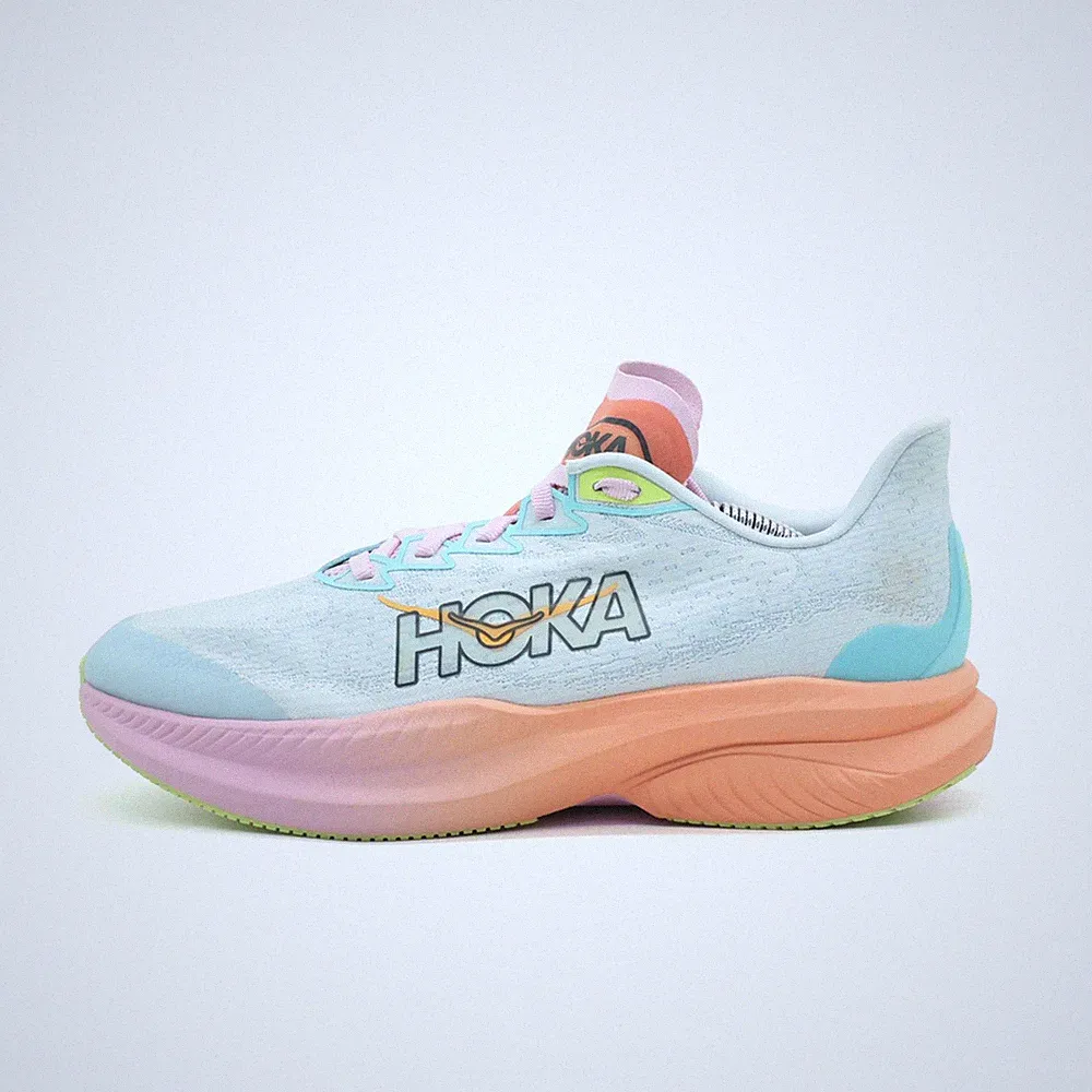 Hoka One Damen Mach 6 Sneaker Blau, Rosa, Apricot, Grü Mesh Laufschuh EU 40 2/3