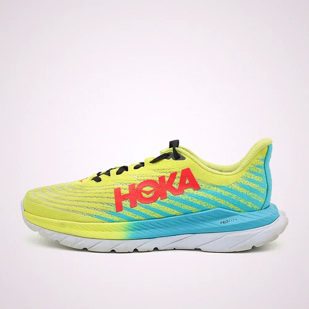 Hoka One Damen Mach 6 Sneaker Gelb/Blau Mesh Low-Top ProFly+ Laufschuhe EU 41⅓