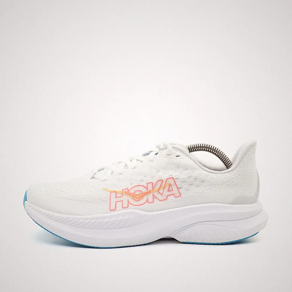 Hoka One Damen Mach 6 Sneaker Weiß Mesh Niedrig Leichtgewicht Laufschuhe EU 40