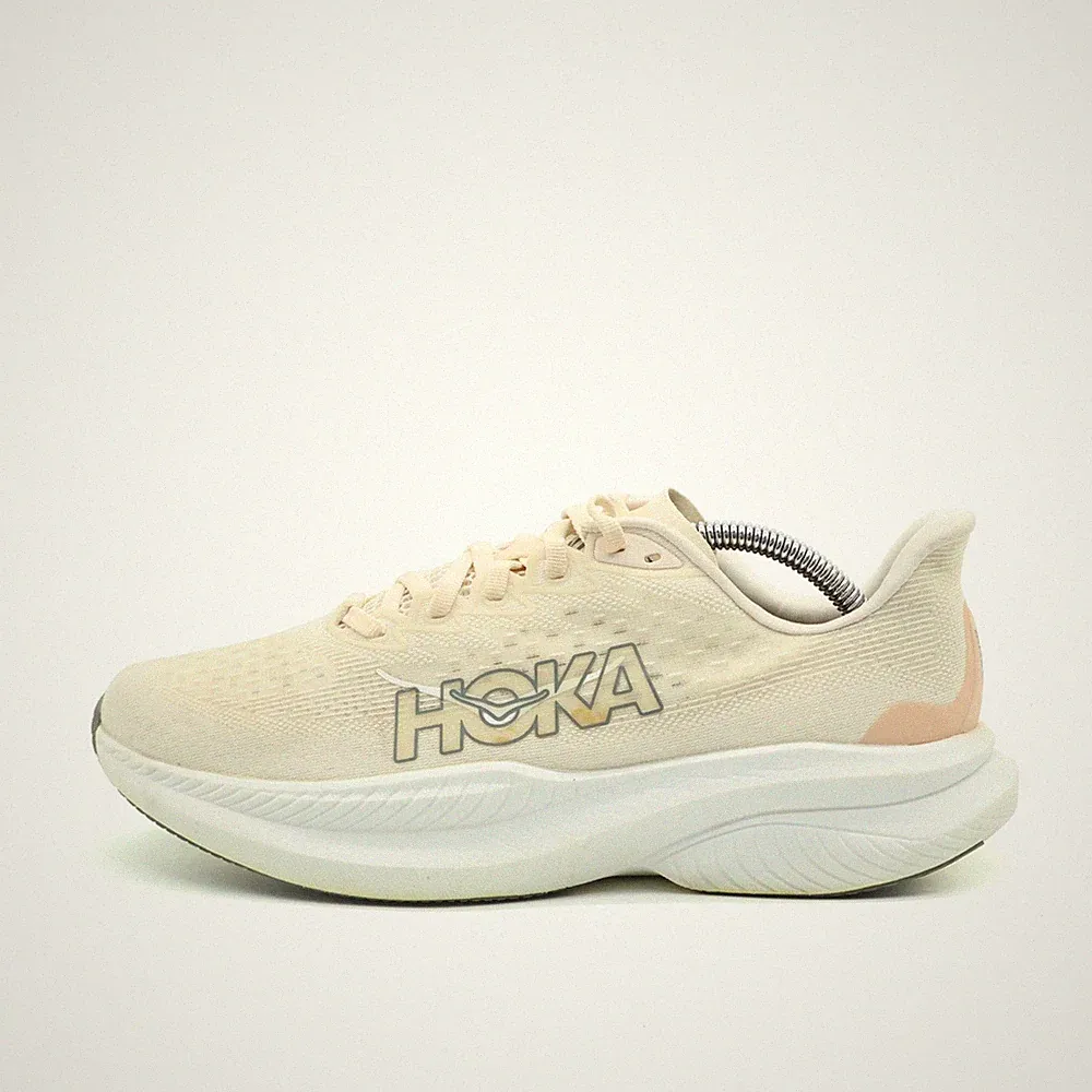 Hoka One Damen Mach 6 Sportschuh Beige Mesh Atmungsaktiv Laufschuhe EU 40
