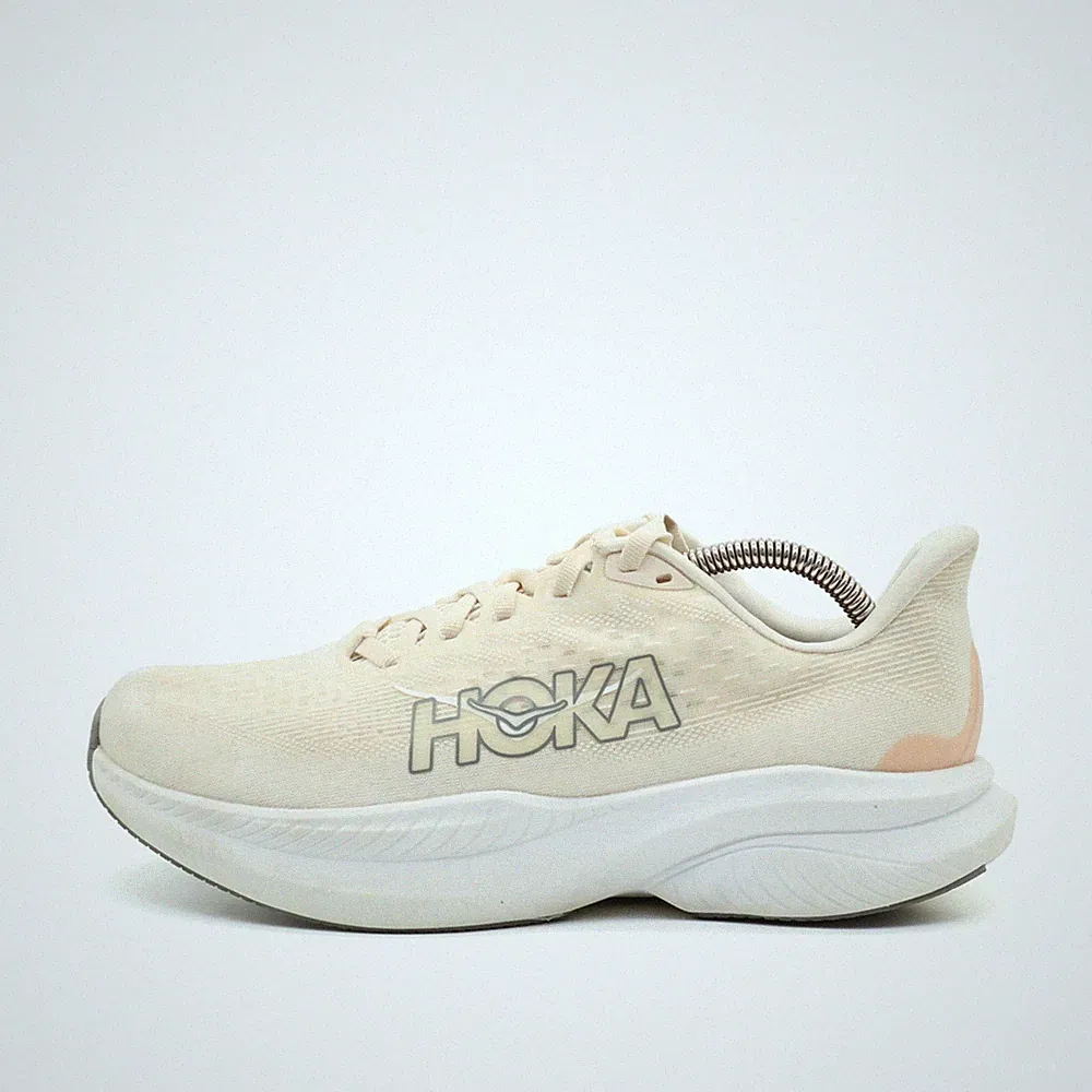 Hoka One Damen Mach 6 Wide Sportschuh Beige Mesh Passform Laufschuh EU 40