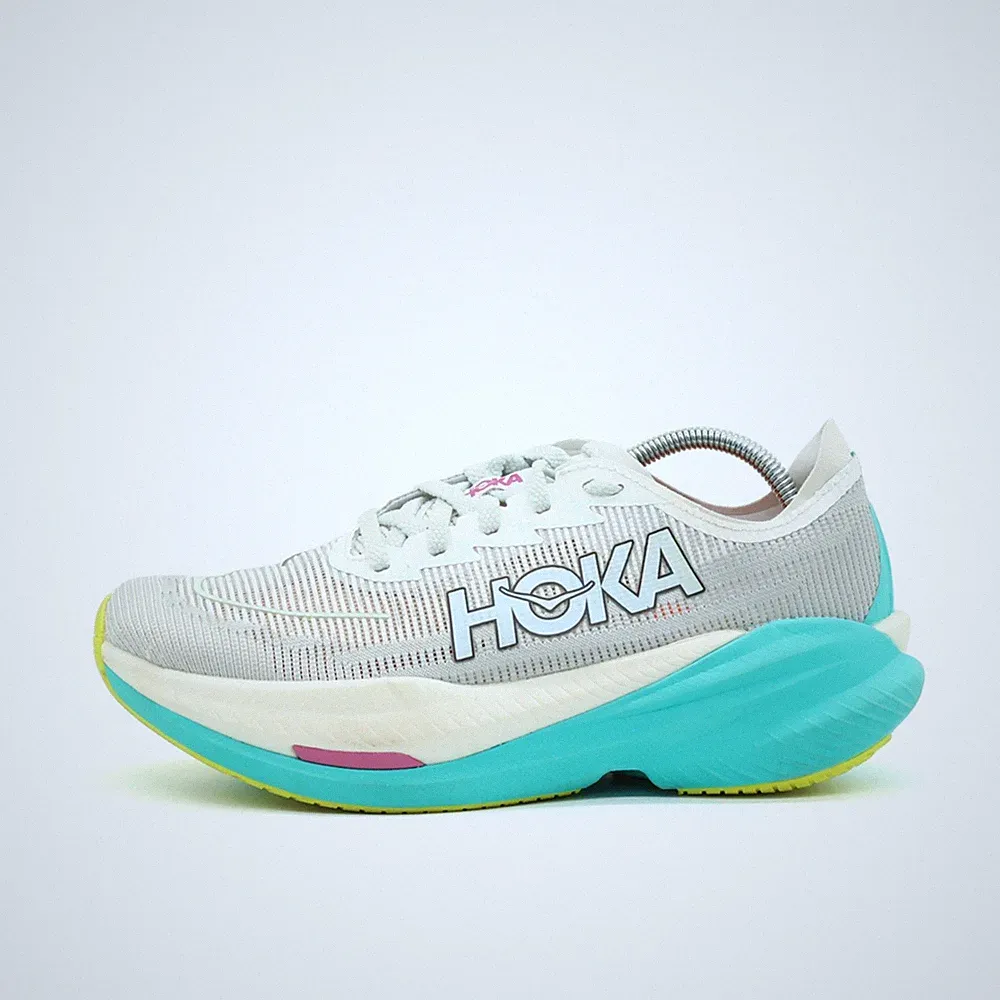 Hoka One Damen Mach X Sneaker Weiß/Türkis/Gelb Laufschuhe EU 38 2/3