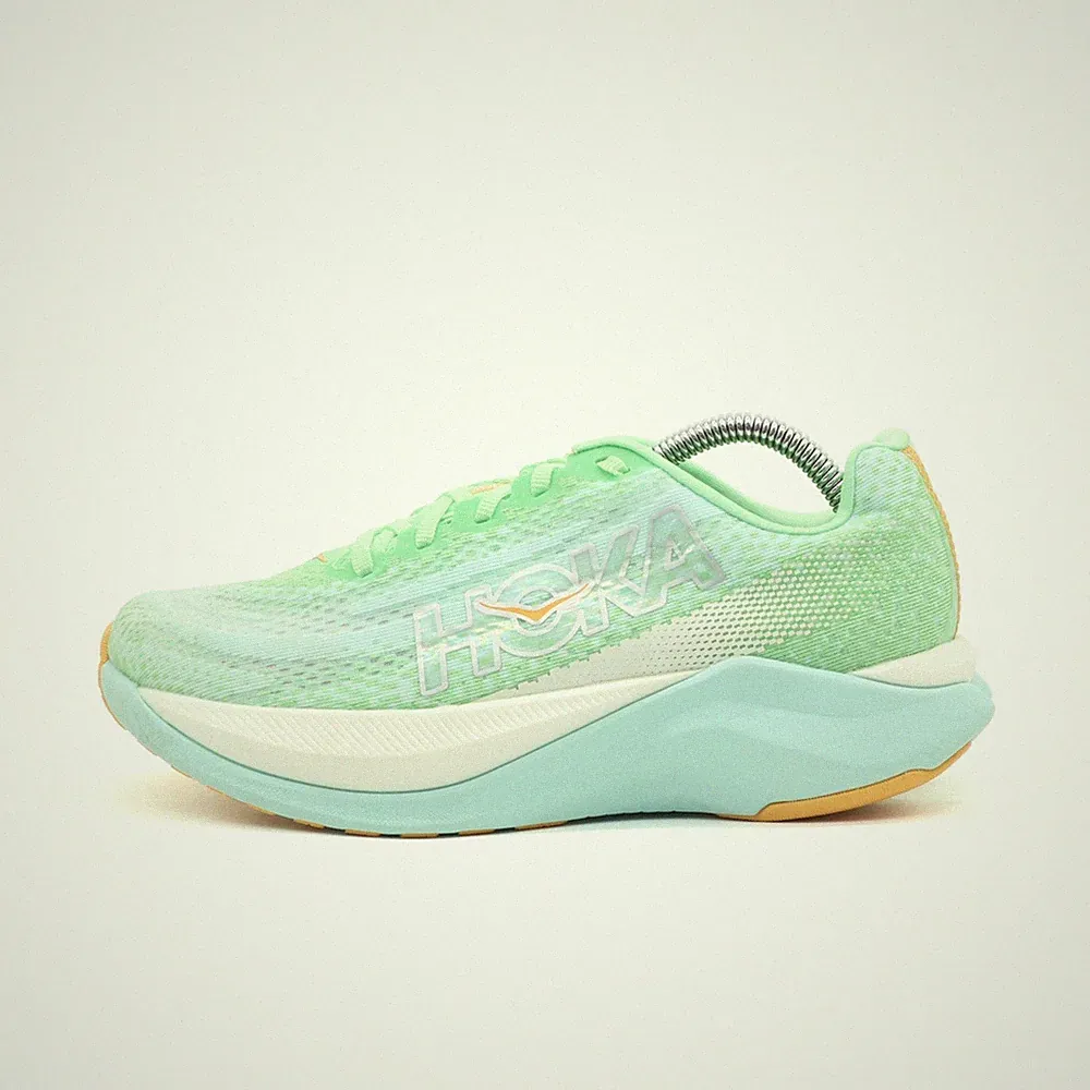 Hoka One Damen Mach X Sportschuh Grün/Türkis/Orange Mesh Laufschuh EU 38 2/3