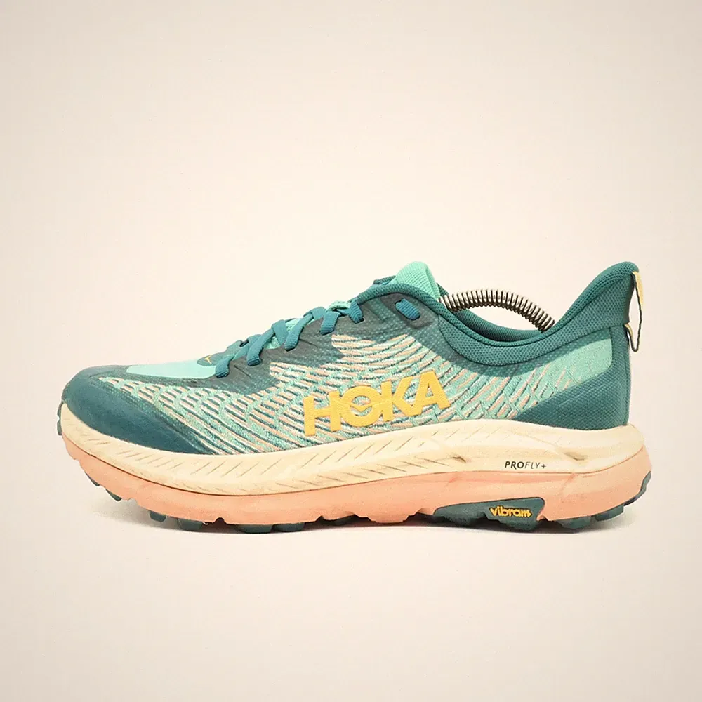Hoka One Damen Mafate Speed 4 Laufschuhe Türkis Orange Sohle Trailrunning EU 40⅔