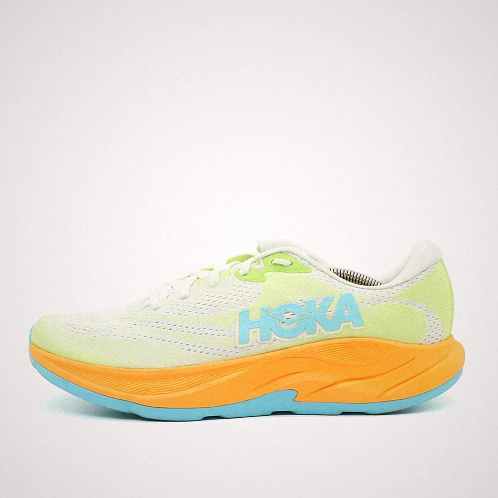 Hoka One Damen Rincon 4 Sneaker Weiß Gelb Orange Blau Low-Top Laufschuh EU 43.5