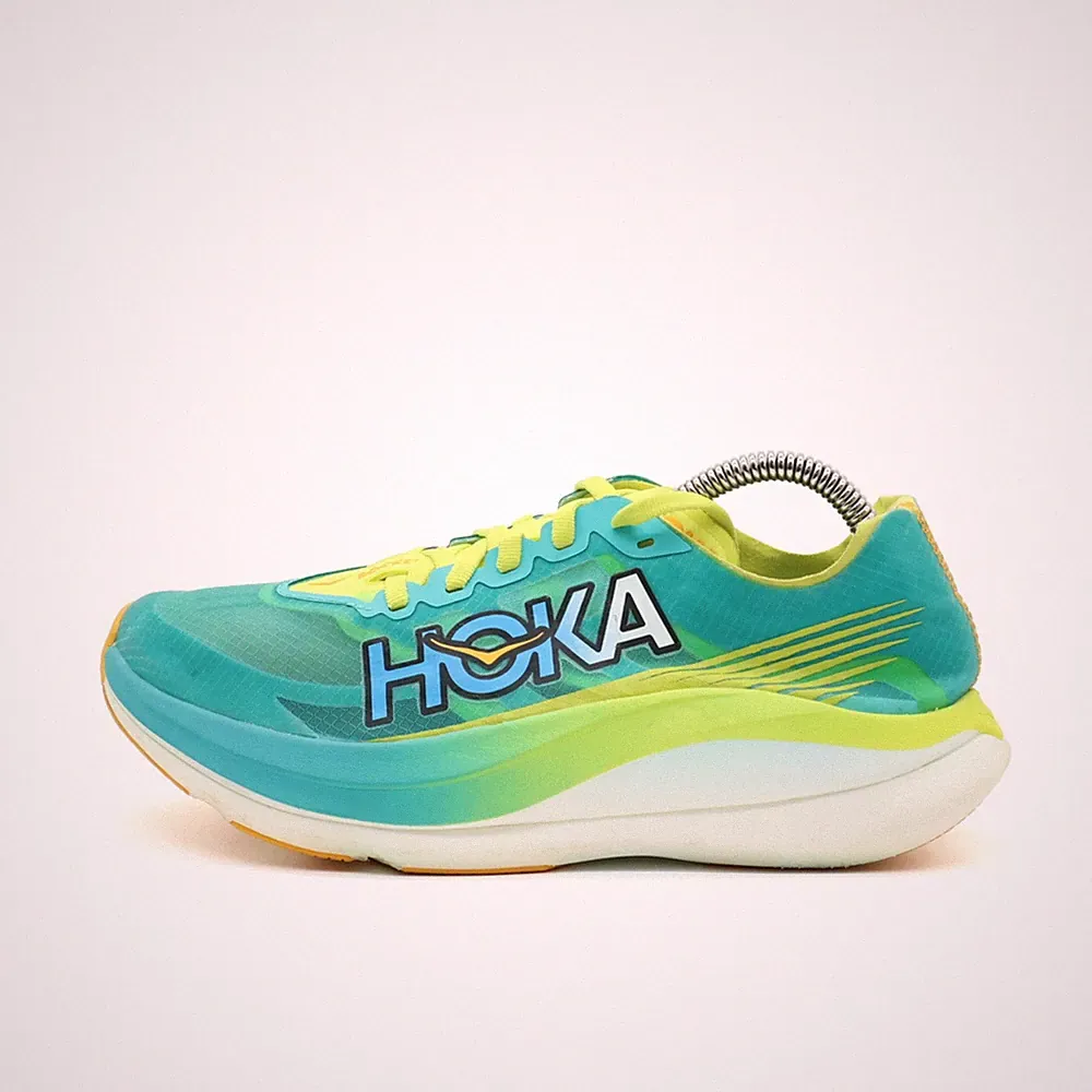 Hoka One Damen Rocket X 2 Laufschuhe türkis gelb Mesh Leicht Laufschuh EU 38
