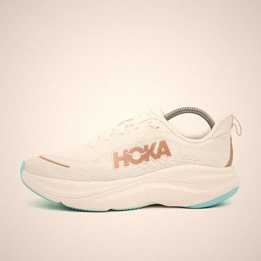 Hoka One Damen Skyflow Sneaker weiß/rosa Mesh Low-Top Dämpfung Laufschuhe EU 38