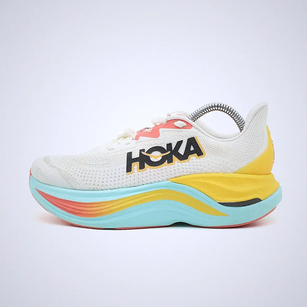 Hoka One Damen Skyward X Schuhe Weiß Gelb Blau Mesh Niedrig Laufschuhe EU 36