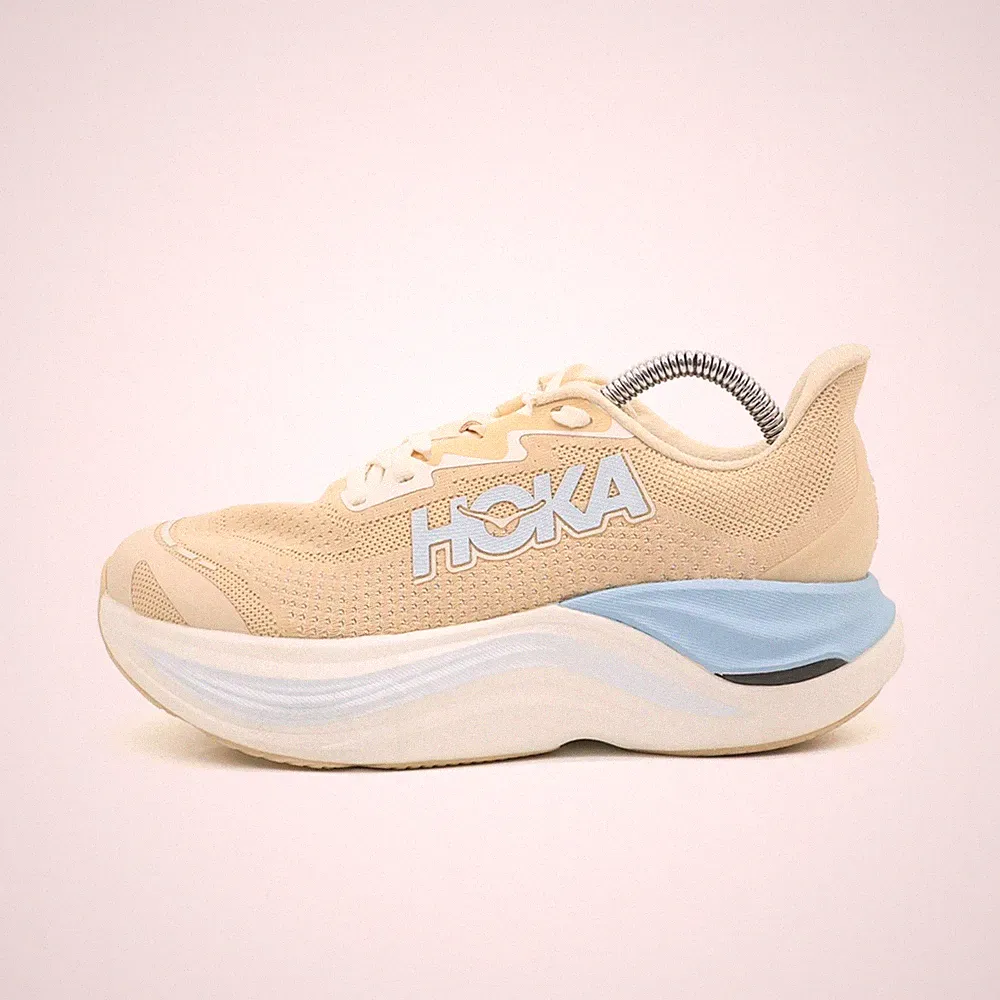Hoka One Damen Skyward X Sportschuh Beige/Blau Mesh Leicht Laufschuh EU 36.5
