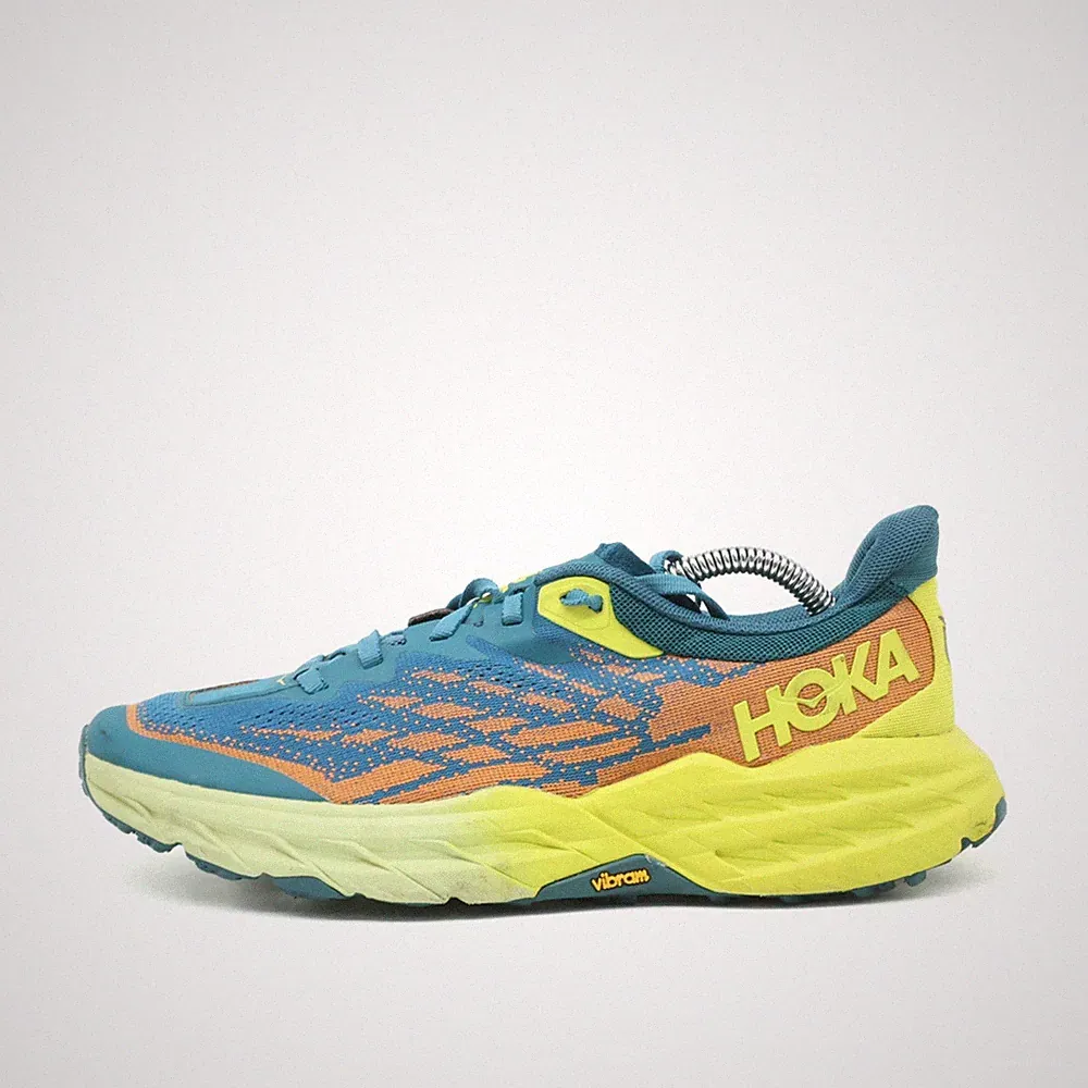 Hoka One Damen Speedgoat 4 Schuhe Blau Gelb Orange Mesh Sohle Laufschuhe EU 40