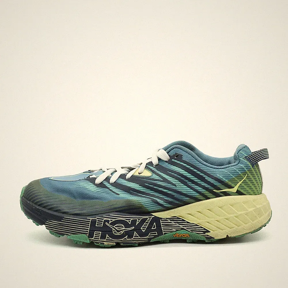 Hoka One Damen Speedgoat 4 Wide Laufschuhe Blau/Gelb Trailrunning EU 42 2/3
